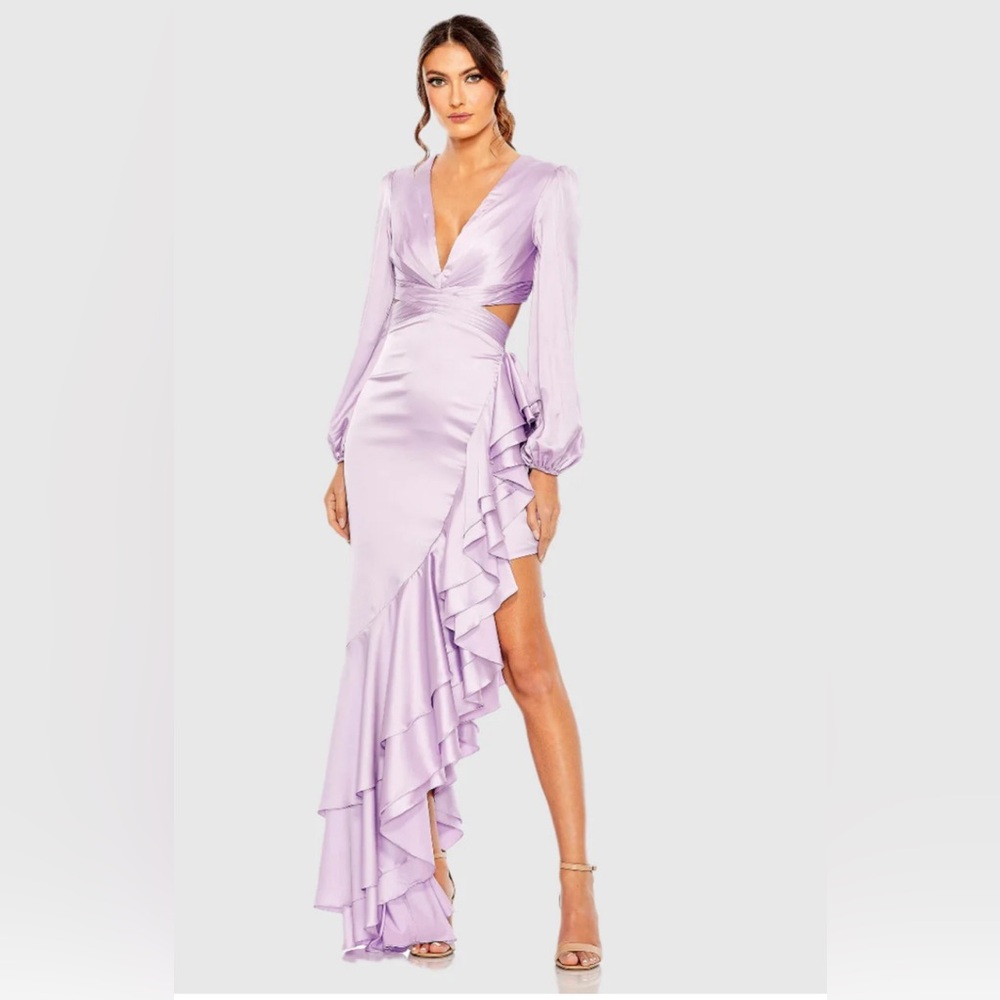 Mac Duggal Lavender Ruffled Wedding Dress
